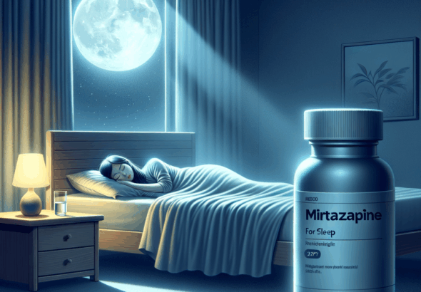 Generate an eye-catching, high-quality featured image prompt for a blog post about: Mirtazapine for