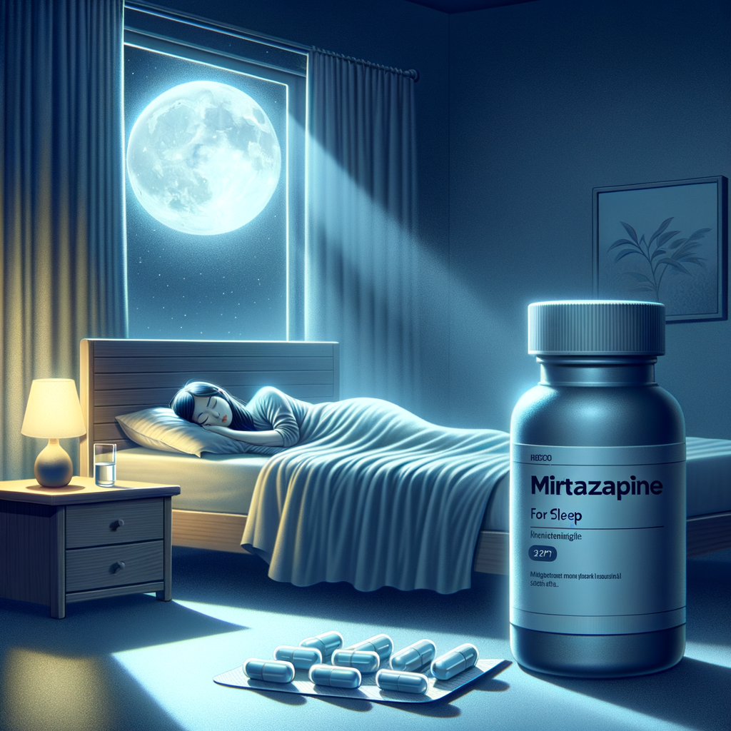 Generate an eye-catching, high-quality featured image prompt for a blog post about: Mirtazapine for