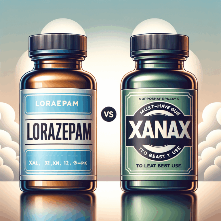 Generate an eye-catching, high-quality featured image prompt for a blog post about: Lorazepam vs Xan