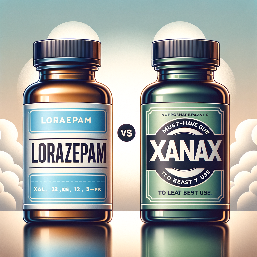 Generate an eye-catching, high-quality featured image prompt for a blog post about: Lorazepam vs Xan