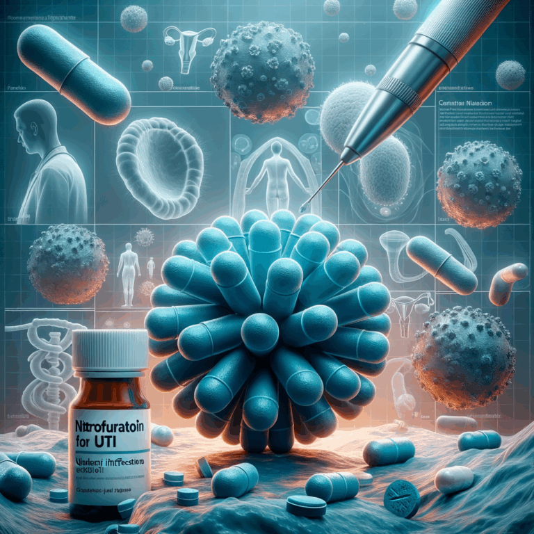 Generate an eye-catching, high-quality featured image prompt for a blog post about: Nitrofurantoin f